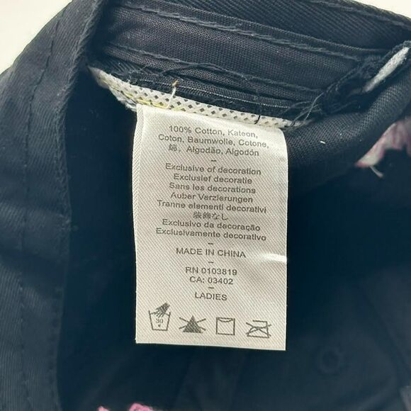 Y2K Pink Flame Harley Davidson Black Baseball Cap Hat Women's Glitter Adjustable - Picture 10 of 12